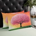 thumbnail image 4 of Pink Tree Throw Pillow Cover 20 x 36 Inch Decorative Pillow Cover Orange Gradient Sky Retro Watercolor Grass Lumbar Pillowcase Seasonal Rectangle Cushion Case for Couch Sofa Bed Living Room, 4 of 7