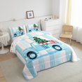 thumbnail image 3 of Feelyou Kids Happy Christmas Full Size Comforter Sets, Blue White Geometric Bedding Comforter Set, Cartoon Car Reversible Bedding Sets, Breathable Home Decor, 3pcs, 3 of 8