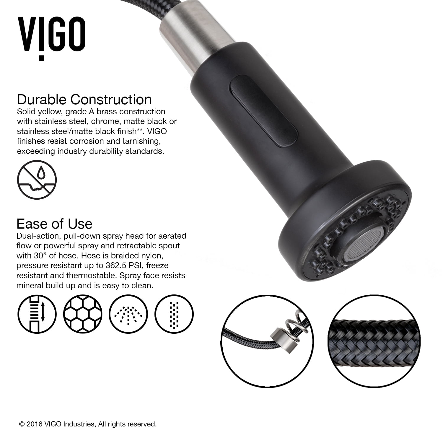 Vigo Edison Stainless Steel Pull Down Spray Kitchen Faucet Com