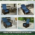 thumbnail image 6 of Spaco Outdoor Wicker Swivel Recliner Chair with Lifting Footrest, 360° Rotating Basic Chair with Water-resistant Cushions for Outdoor, Dark Blue, 6 of 11
