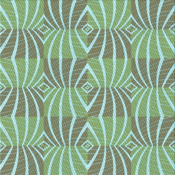 Ahgly Company Machine Washable Indoor Square Transitional Blue Green Area Rugs, 7' Square