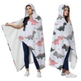 thumbnail image 2 of Wearable Blanket,Cartoon Dinosaurs Flowers Pattern Hooded Wearable Flannel Blanket for Adults & Teens,Winter Poncho Shawl Wrap Cape Cozy Anti-Pill,60"x80", 2 of 5