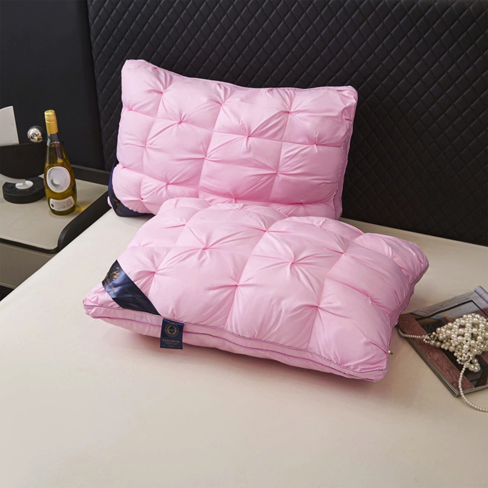 Luxury Goose Feather Down Pillows, Hotel Bed Pillows for Sleeping, Soft Fluffy for Sleepers (19"x29")