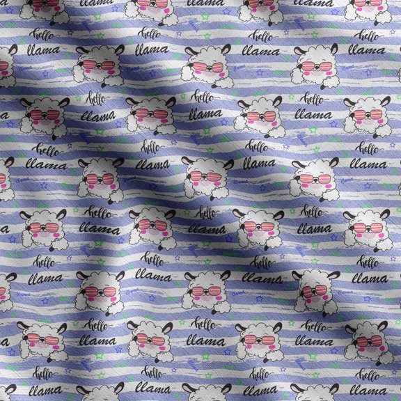 Soimoi Llama Alpaca Print, Silk Fabric, Decor Sewing Fabric by The Yard 42 Inch Wide,Decorative Fabric for Shirts Suits Ties, Purple & White
