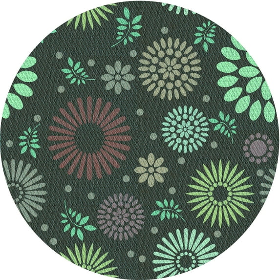 Ahgly Company Indoor Round Patterned Dark Coffee Brown Area Rugs, 8' Round