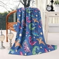 thumbnail image 2 of DarkBlue Cartoon Dinosaurs Planets Pattern Blanket,Comfortable Soft Flannel Throw Blanket,All Season,Warm Lightweight Blankets for Sofa Bed Couch Living Room Chair,60"x80", 2 of 4