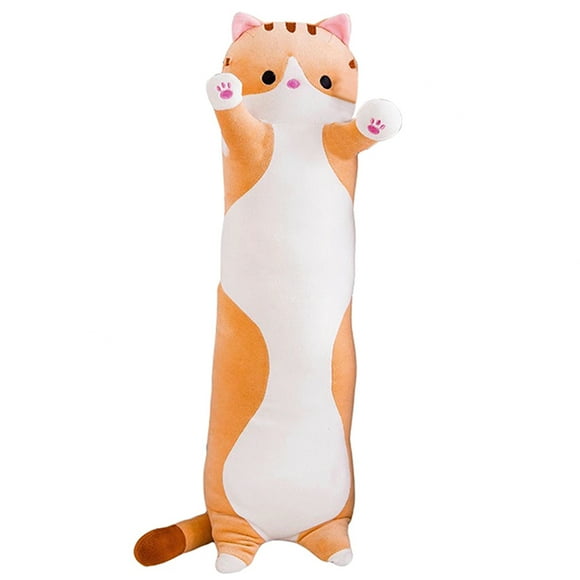 Throw Pillow Cute Cartoon Long Cat Shaped Doll Toy Plush Toy Sleeping Decorative Gift