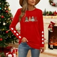 thumbnail image 3 of Christmas Tree Shirt Women Christmas Embroidered Trees Long Sleeve Shirts Gift Xmas Graphic Tee Tops, 3 of 7