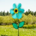 thumbnail image 3 of In the Breeze 2743 - 19 Inch Teal Sunflower Wind Spinner with Leaves - Colorful Flower for your Yard and Garden, 3 of 6