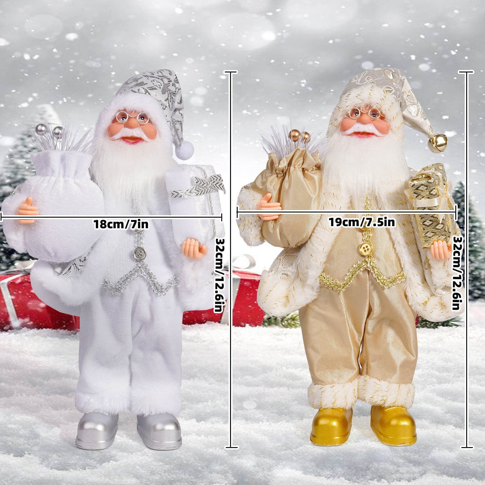 1 Pcs 12in Christmas Santa Claus Dolls Standing Santa Claus Figurine Christmas Figurine Figure Decor for Holiday Party Home Decoration