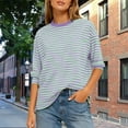 thumbnail image 3 of Fancifize Striped Shirts for Women Crew Neck Cropped Shirt Lightweight Casual Going Out Tops Long Sleeve Fall Y2K Outfits Trendy Clothes, 3 of 5