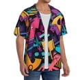 thumbnail image 2 of Gukieu Vibrant Graffiti Urban Art Print Men's Short-sleeved Shirts, Button-down Pocket Shirts, T-shirts, Beach Vacation Travel Summer Clothing-4X-Large, 2 of 5