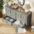 thumbnail image 5 of Holliwill Farmhouse 3 Pieces Bedroom Furniture Set, Wide 8 Drawer Dresser, Tall 6 Drawer Dresser and 2 Drawer Nightstand with Open Shelf & Charging Station, Grey, 5 of 13