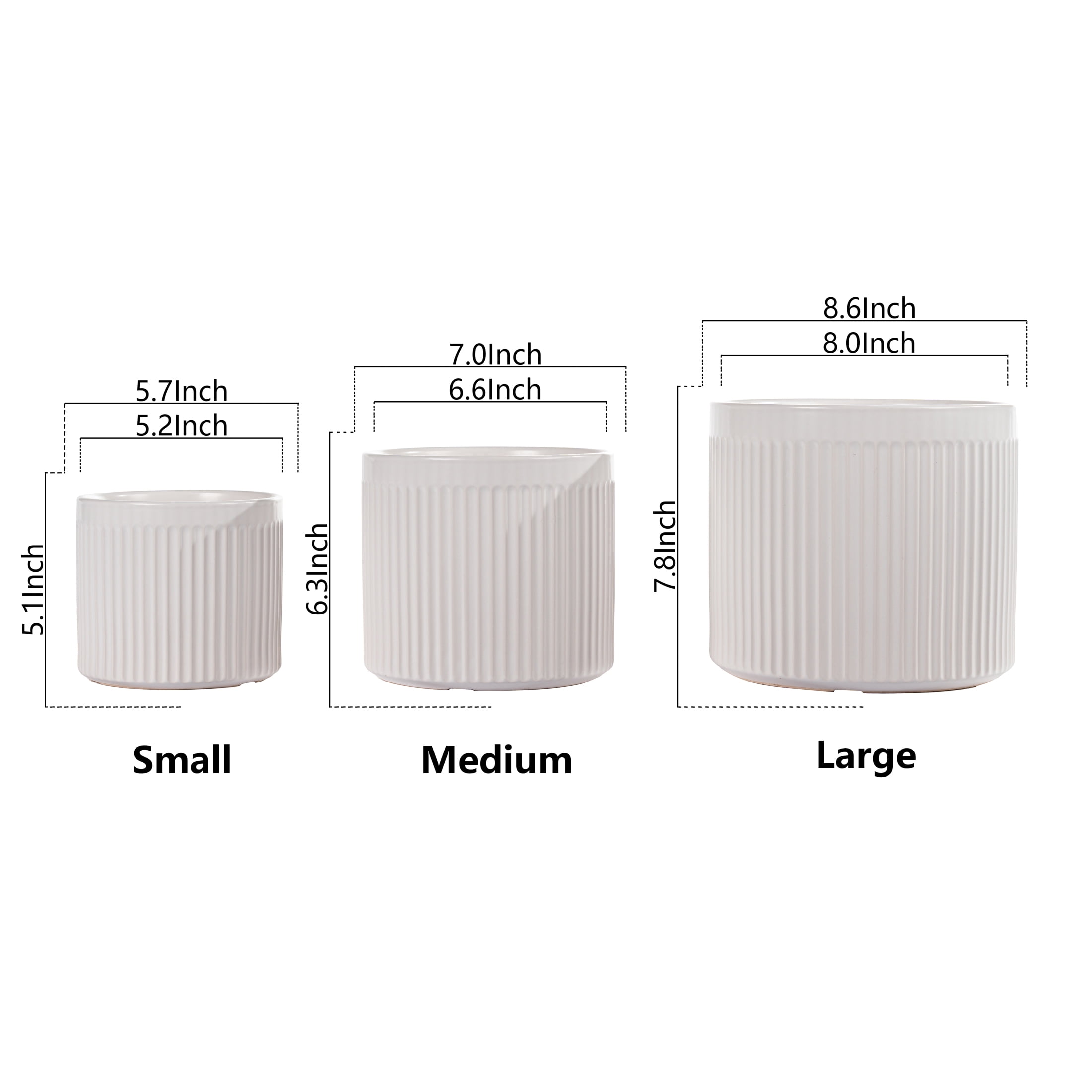 UMIAMOY Modern Cylinder Set of 3 Ceramic Flower Pots,5.7+7.0+8.6 inch Plant Pots with Drainage Holes and Saucer,Indoor Outdoor Planters for Home Patio Garden Decoration