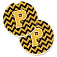 thumbnail image 1 of Lettre P Chevron Noir & Or Lot de 2 Tasses Porte-Voitures Coaster, 1 of 1