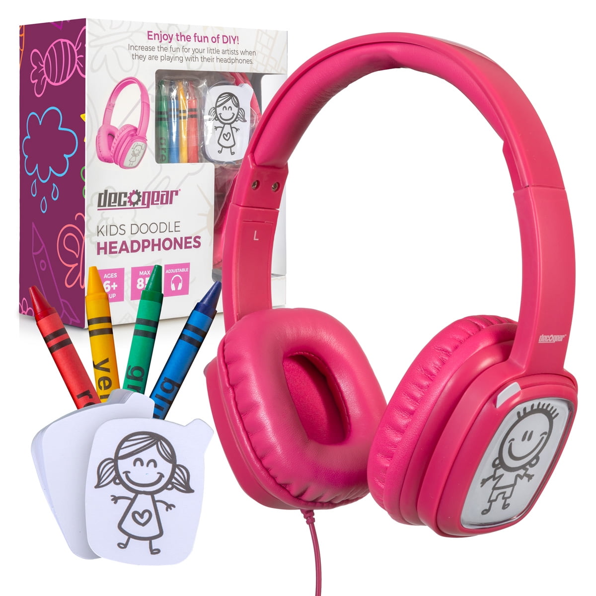 Deco Gear Kids Doodle Foldable OverEar Coloring Headphones with