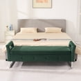 thumbnail image 2 of Newest 67.91" Wide Velvet Storage Bench with Armrests, Upholstered Soft Bench for Living Room & Entryway,Green, 2 of 10