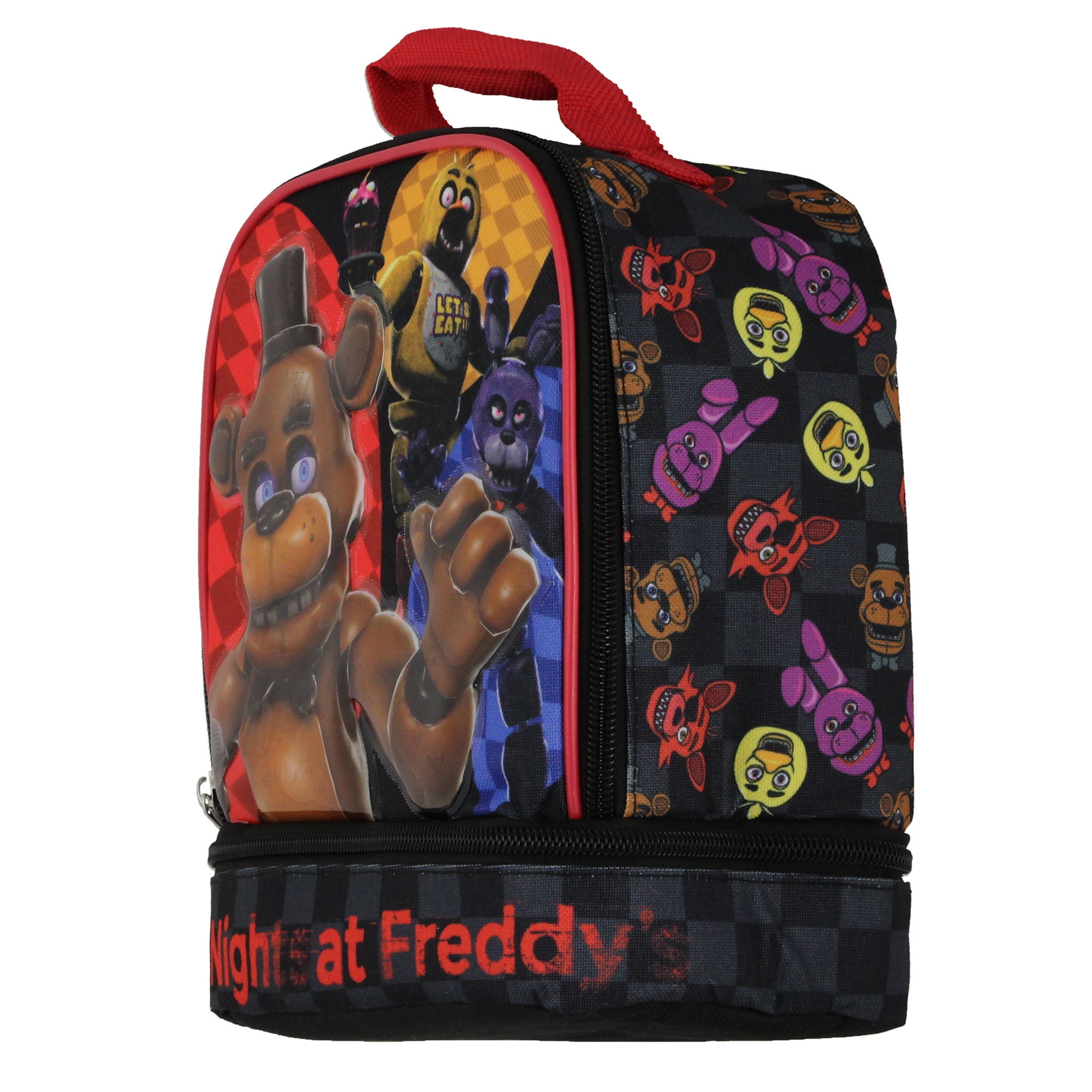 Five Nights At Freddy's Let's Eat Dual Compartment Insulated Soft Lunch Bag Tote Bag 10"