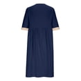 thumbnail image 4 of Vestido largo boho para mujer: vestido informal de manga corta con cuello en V, botones y bolsillos, cintura alta, 4 of 5