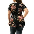 thumbnail image 3 of Enwejyy Womens Summer Short Sleeve V-Neck Floral Print Pleated Loose Fit Basic T-Shirts Plus Size, 3 of 5