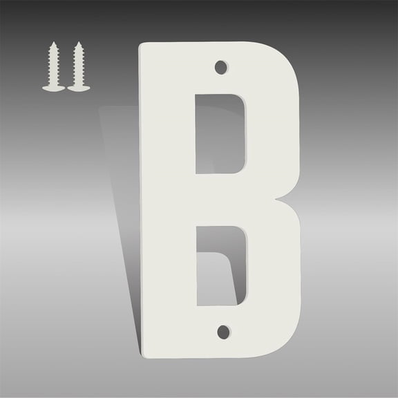 4 Inch White Metal Letters, Modern House Numbers for Outside, White Door Mailbox Numbers, Metal House Address Letter and Number for Office Apartment Outside (B)
