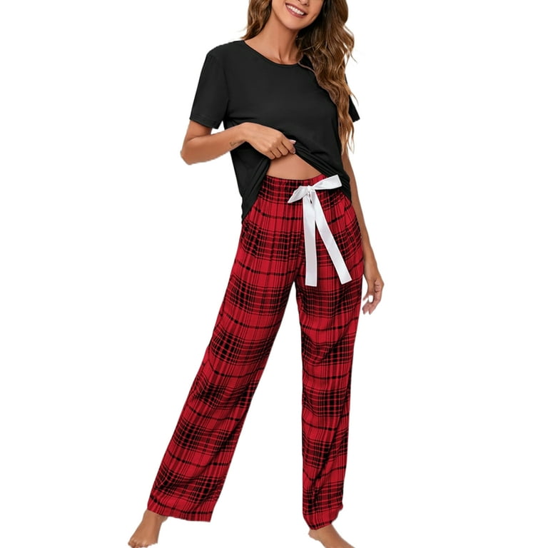 Haite Pajamas Outfits for Womoen Pjs Crew Neck T-Shirt Nightwear