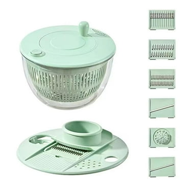 Salad Spinner, 5 in 1 Vegetable Salad Slicer and Spinner, Vegetables Fruits Spin Chopper with 5 Bladesegg Yolk Strainer, With Large Mixing Bowl, Kitchen Gadget Set, Pasta Fries Spin Dryer S3G8