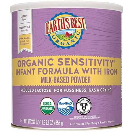(4 pack) Earth's Best Organic Low Lactose Sensitivity Infant Formula with Iron, Omega-3 DHA & Omega-6 ARA, 23.2