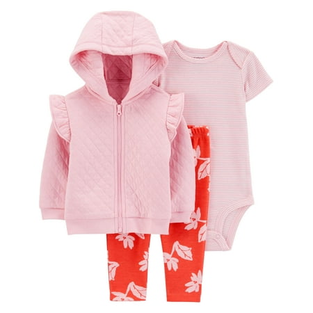 Carter's Child of Mine Baby Girl Cardigan Outfit Set, 3-Piece, Sizes 0/3-24 Months