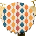 thumbnail image 5 of Mid Century Tablecloth, Groovy Retro 1960s Abstract Geometric Pattern Table Cloth Cover for Kitchen Dining Holiday Party Home Decor, Navy Blue Orange Red Round(60x60in), 5 of 6