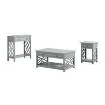 Alaterre Furniture Coventry Living Room Furniture Set of 3, Coffee Table, End Table & Console Table with Drawers, Traditional to Modern Home Decor, Gray