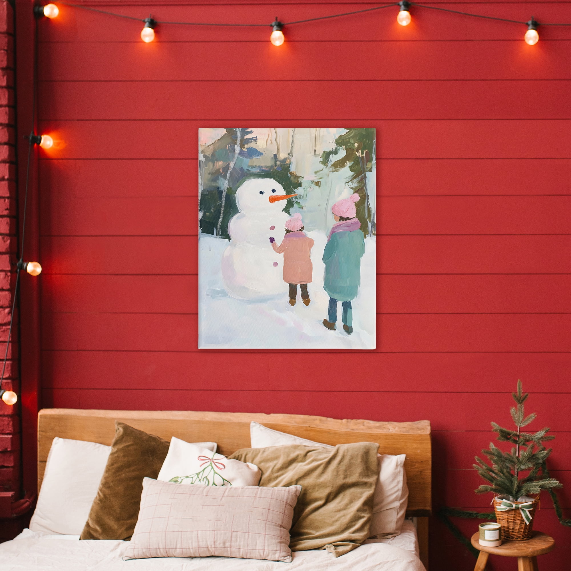 Stupell Industries Two Girls With Snowman Canvas Wall Art, design by The Prints Vibe
