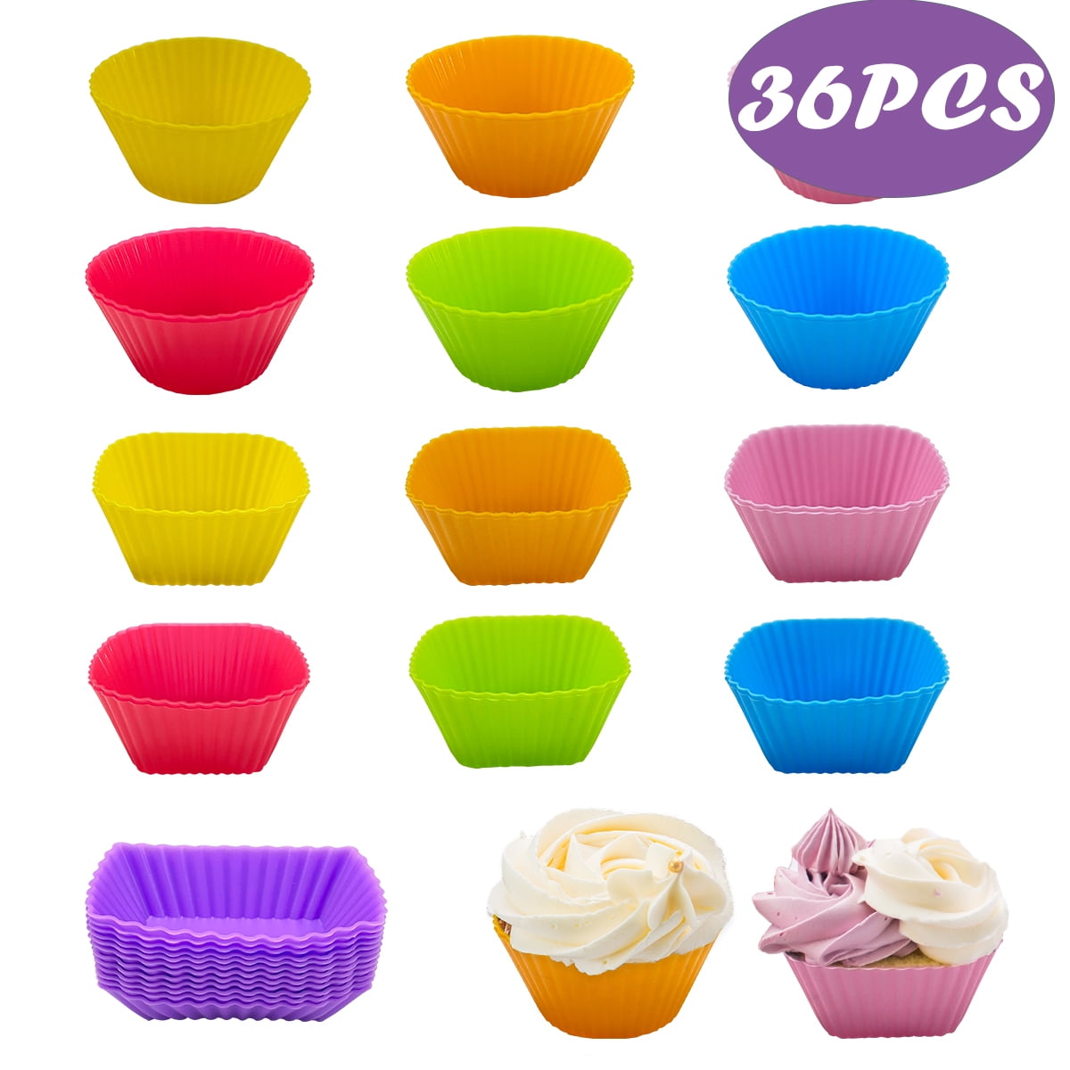 Silicone Cupcake Muffin Cup Cake Molds Reusable Silicone Baking Cups