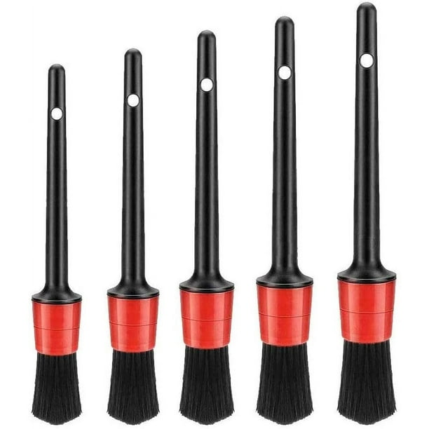 Rim brushes, set of 5 car care brushes, car cleaning brushes, perfect for cleaning furniture, cars, trucks (black)