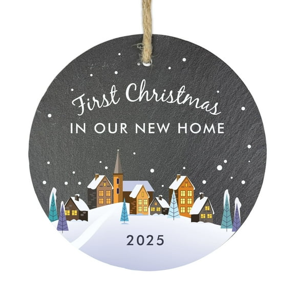 2025 Our Our First Christmas In Our New Home Round Disc Ornament