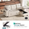 thumbnail image 4 of LINSY HOME 83" Modular Sectional Sofa with Pull Out Bed, Foldable Side Table & Storage Chaise, 3-Seat L Shape Couch with USB Charging for Living Room, Chenille Beige, 4 of 11