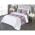 thumbnail image 3 of Peony Pattern Bed Runner Set, Japanese Vibe Purplish Tone Palette Jungle Boho Flowers Pattern, Decorative Bedding Scarf & 2 Pillow Shams for Hotels Homes, Queen, Indigo Pale Pink Lilac, by Ambesonne, 3 of 3