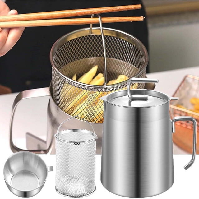 Rebajas de Temporada, Recipiente para filtro de aceite de acero inoxidable 304, de gran capacidad, versátil, de acero inoxidable, resistente, de acero inoxidable, para grasa, multifunción Akmoler