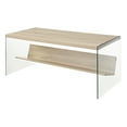 thumbnail image 3 of Convenience Concepts SoHo Glass Coffee Table with Shelf, Weathered White/Glass, 3 of 6