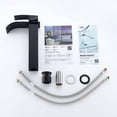 thumbnail image 5 of FlkwoH Grifo de lavabo en cascada de 2 piezas, grifo de baño monomando moderno con caño alto negro para grifos de fregadero de encimera, adecuado para fregadero sobre encimera, 5 of 5