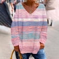 thumbnail image 2 of Tiqkatyck Womens Fall Shirts, Women's Fashion Casual Breast Cancer Awareness V Neck Long Sleeve Shirts Loose Top T Shirt Graphic Tees for Women, Breast Cancer Shirts for Women Pink M, 2 of 4
