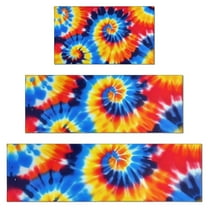 Colorful Tie Dye Spiral Pattern Kitchen Rugs Sets Of 3,Kitchen Runner Rugs Non Skid Washable,Decorative Kitchen Floor Mats for Kitchen,Sink,Laundry,17"x30" 17"x47" 17"x59"