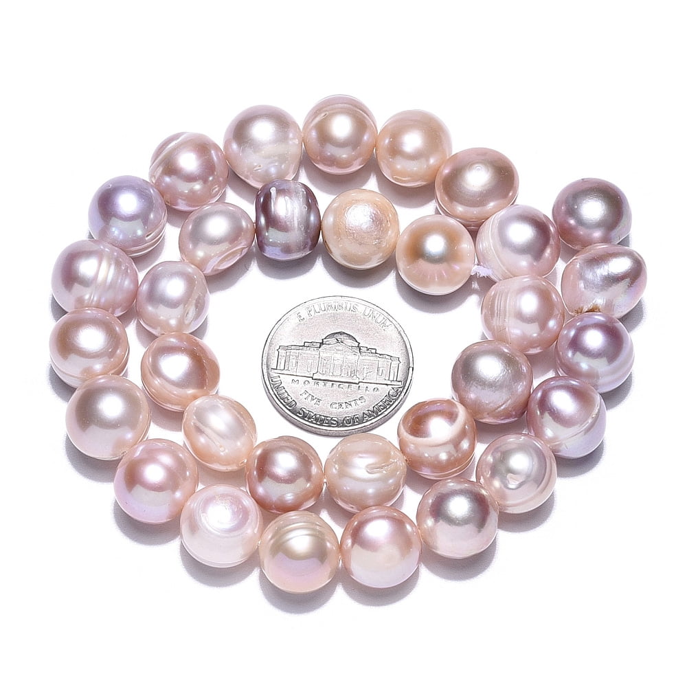 Natural Cultured Freshwater Pearl Beads Strands Potato Misty Rose 10.5~12x9.5~12.5mm Hole: 0.6mm about 32~33pcs/strand 13.78~13.98 inch(35~35.5cm)
