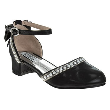 Badgley Mischka Girls' Low Heeled Dress Shoes. (Little Kids/Big Kids)Black, Size: 12 - Black, Size: 12