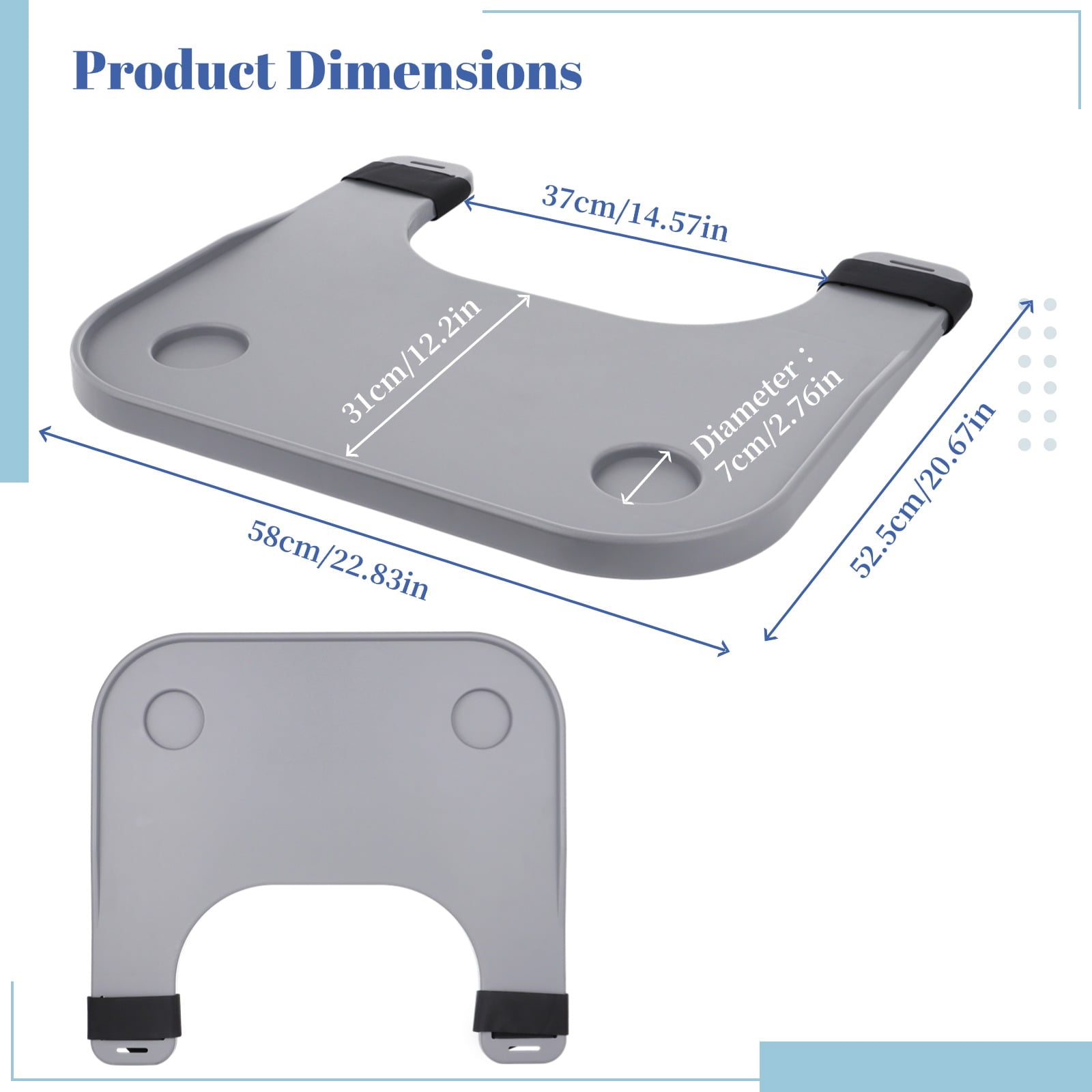 Wheelchair Tray Table, Detachable Wheelchair Lap Tray with Cup Holders for Elderly, Widened and Thickened Wheelchair Desk Accessories for for Dining, Reading, and Resting