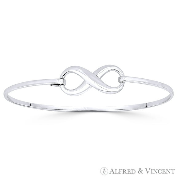 Infinity Symbol / Figure 8 Charm Bangle Bracelet in Solid .925 Sterling Silver