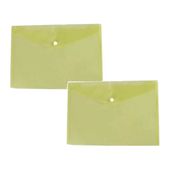 ZOURIH 2 Pcs Plastic Envelopes,Plastic Folders for Documents,Poly Folders with Snap Closure,4 Colors for Choose,A5 Size,Letter Size for office Supplies,Yellow