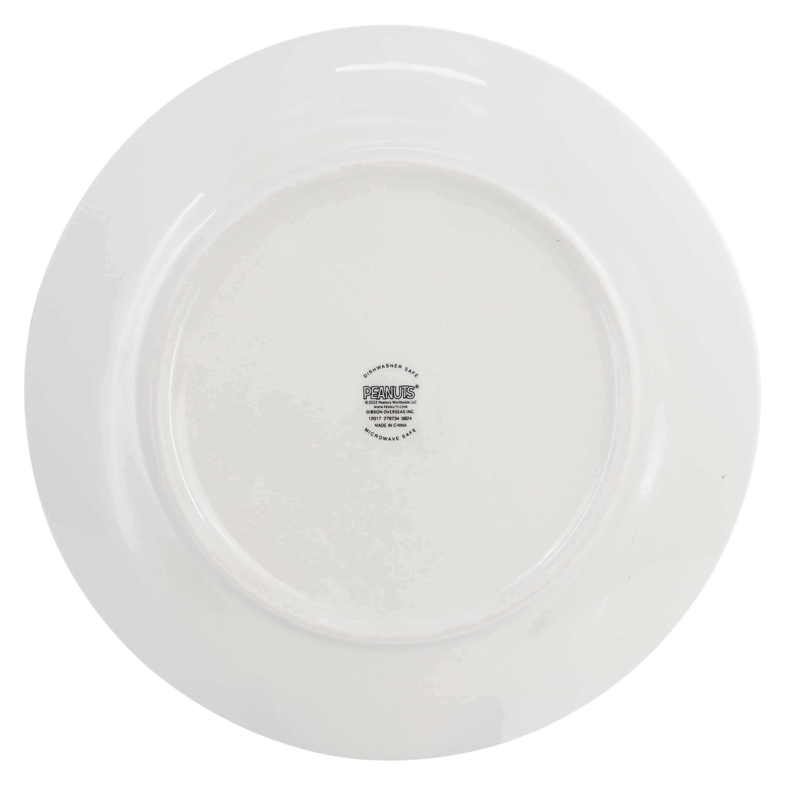 Peanuts Xmas 8 Piece 10.5 Inch Round Stoneware Dinner Plate Set in White