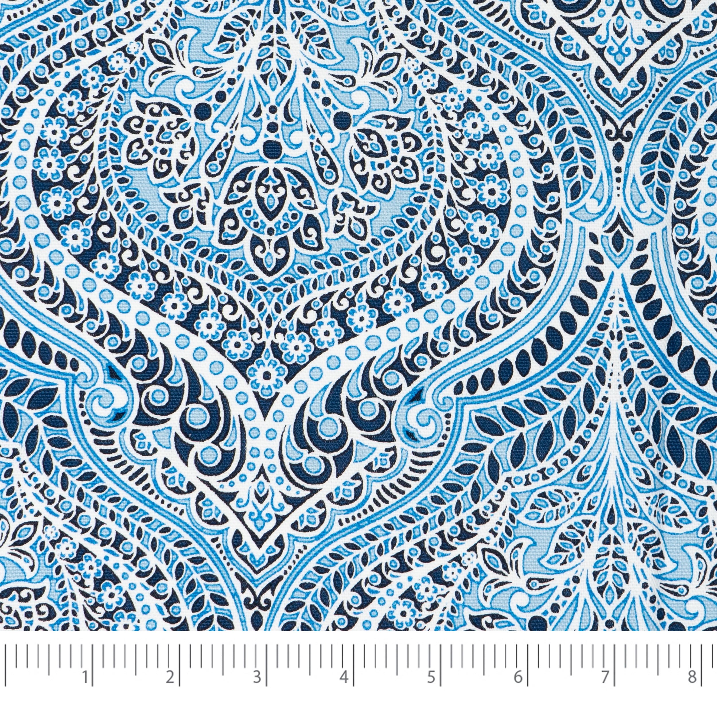 Waverly Inspirations 2 Yard Cut 100% Cotton Duck Print Fabric Rockwell Damask Blue, 45" Wide for Quilting & Sewing