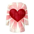 thumbnail image 4 of Craaazy Women's 3/4 Sleeve Valentines Printed Round-neck Tops Gifts, 4 of 6